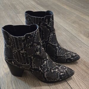 Steve Madden Black and Gray Snake Print Ankle Boots